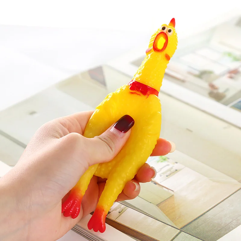 17cm Strange Screaming Rubber Chicken Squeeze Sound Toy Pets Toy