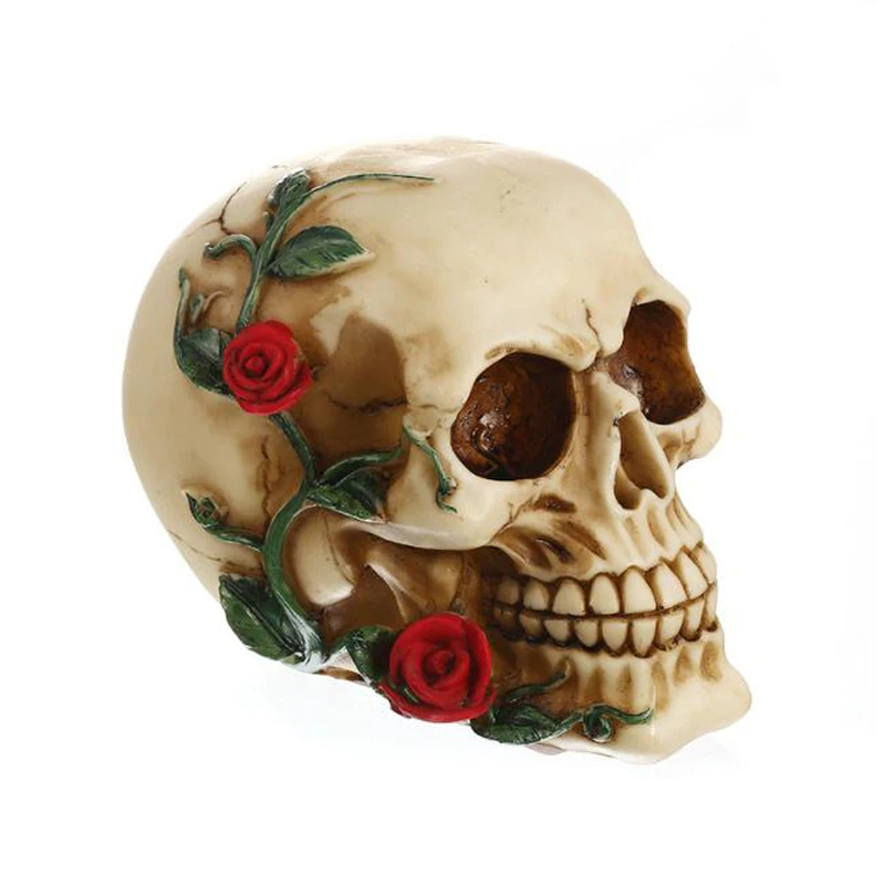 

Skull Abstract Sculpture Decor Home Statue Decoration Accessories Handmade Resin Craft Statue for Decoration Rose Skull Figurine