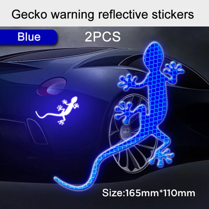 3D креативный модный Автомобильный Универсальный наружный Декор Стайлинг анти-столкновения Gecko эмблема наклейка предупреждающий, светоотражающий стикер - Цвет: Blue