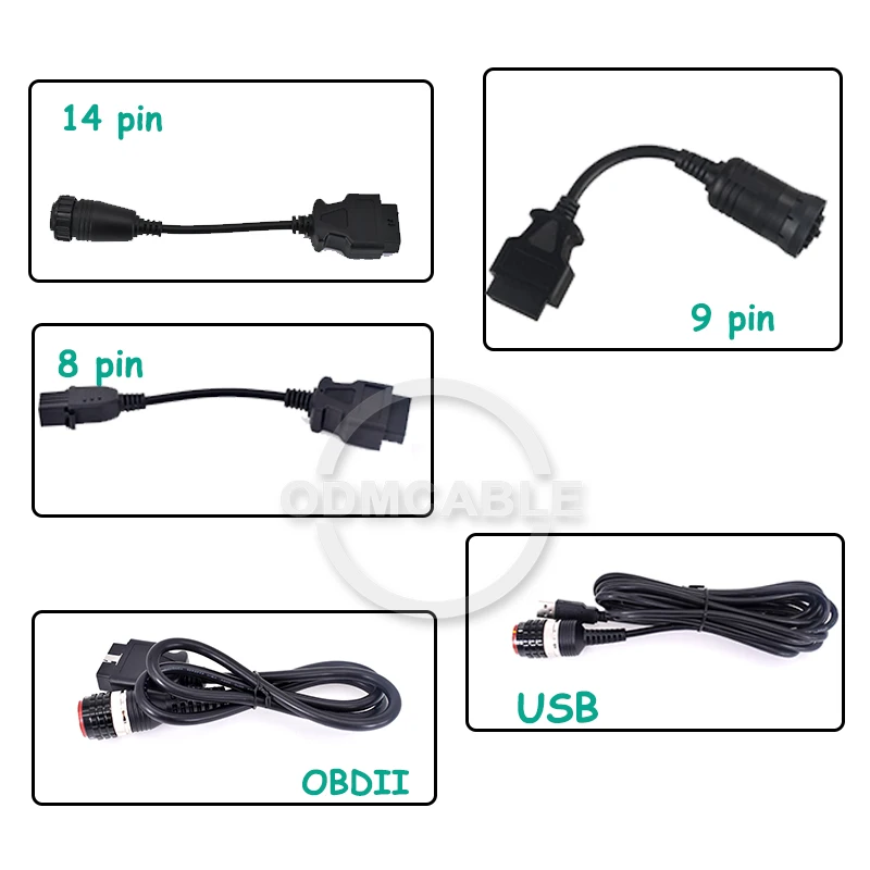 

Full cable for volvo 88890300 vocom diagnosis scanner 88890305 USB cable with OBD II vocom truck cable 8, 9 and 14 pin cable