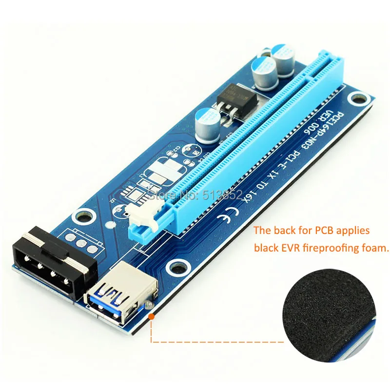 KPC1321_8_006 PC PCIe PCI-E PCI Express Riser Card 1x to 16x USB 3.0 Data Cable SATA to 4Pin IDE Molex Power Supply for BTC Miner Machine