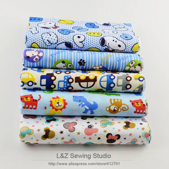 5PCS 40cmx50cm/piece blue cartoon printed 100% cotton fabric fat Quarter for sewing clothes bedding quilting patchwork telas | Дом и сад