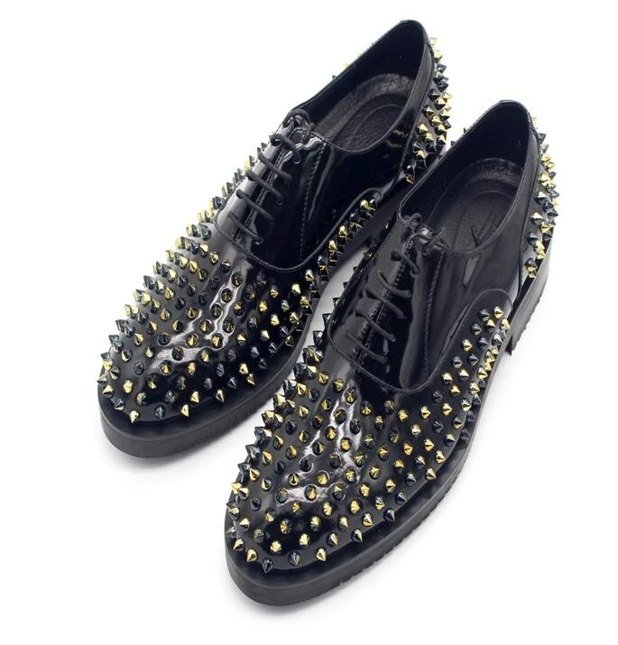 black and gold oxford shoes