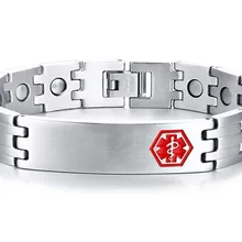 Engraivng-12MM, медицинский браслет из нержавеющей стали, мощный неодимовый магнит, регулируемый браслет