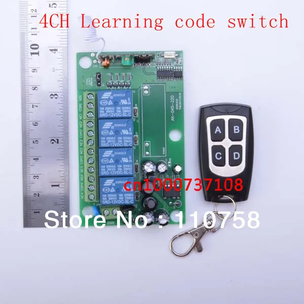 85v~250V 110V 220V 230V 4CH RF Wireless Remote Control Relay Switch Security System Garage Doors, Rolling Gate Electric Doors 85v~250V 110V 220V 230V 4CH RF Wireless Remote Control Relay Switch Security System Garage Doors, Rolling Gate Electric Doors