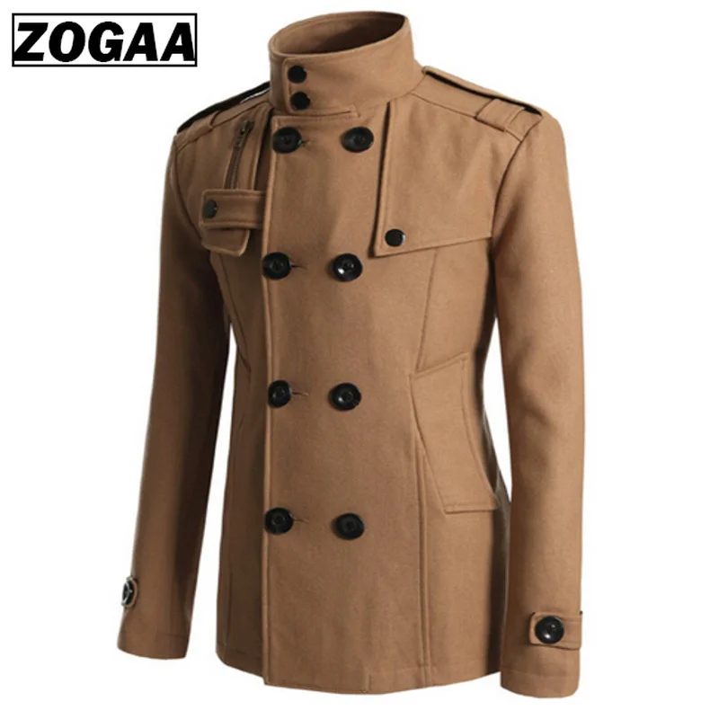 ZOGAA 2019 Spring Men's Jacket Warm Woolen Coat Casual Slim Fit Double-breasted Business Male Jacket Overcoat Trench 4 Colors