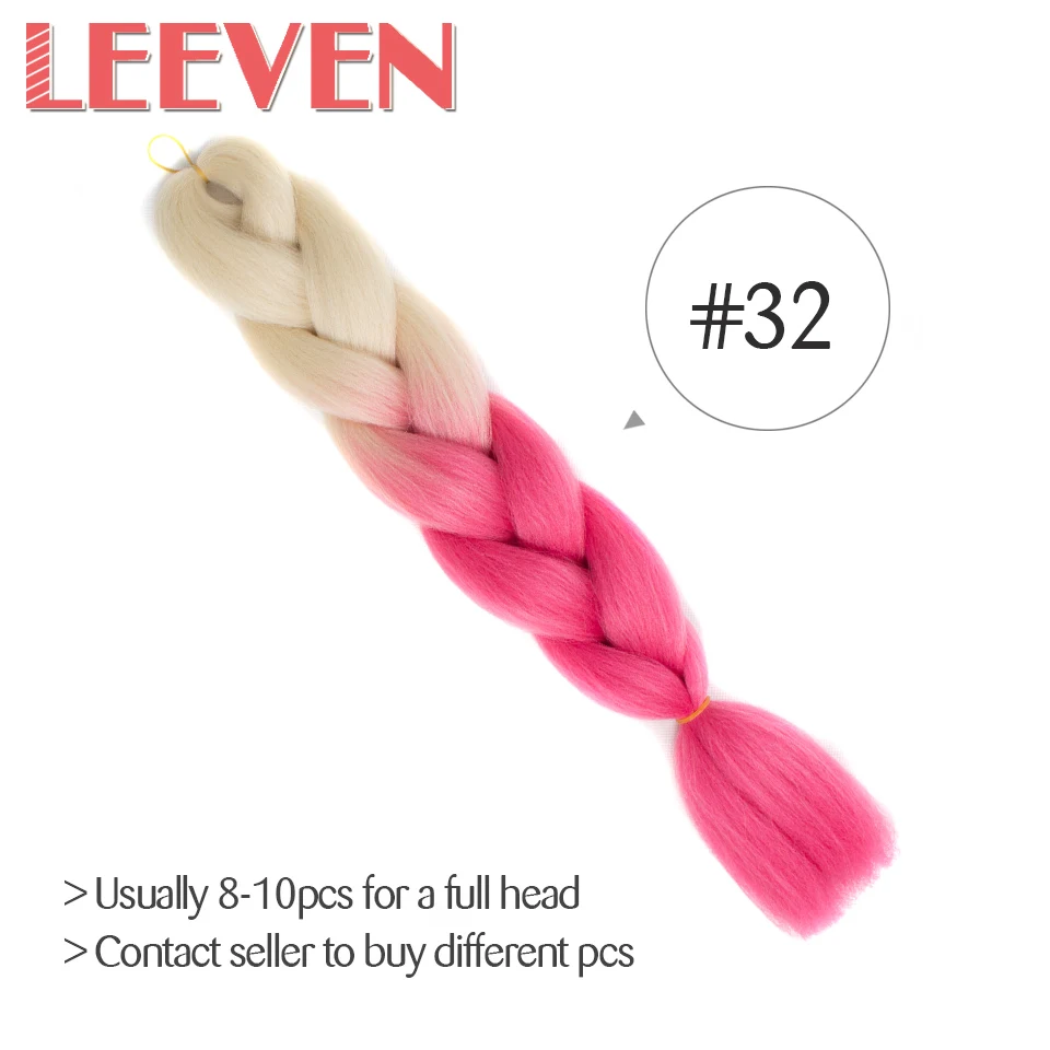 Leeven, огромные косички, Омбре, синтетические косички для наращивания волос, вязанные крючком, выразительные, черные, розовые, фиолетовые волокна, 24 дюйма, 1 шт./лот - Цвет: #22