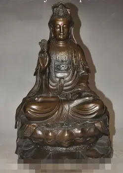 

S03312 15"tibet buddhism bronze Seat Lotus kwan-yin GuanYin Bodhisattva buddha statue