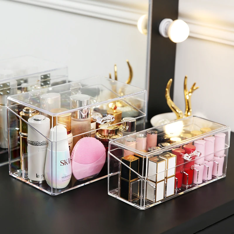 

ANFEI Small 24 grids lipsticker organizer storage box plastic lipstick makeup organizer bins with lid inside can remove C144