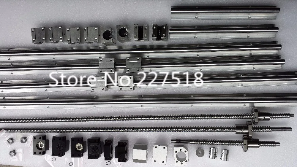 6 sets linear rail SBR16 L300/700/1100mm+SFU1605-350/750/1150mm ball screw+3 BK12/BF12+3 DSG16H nut+3 Coupler for cnc