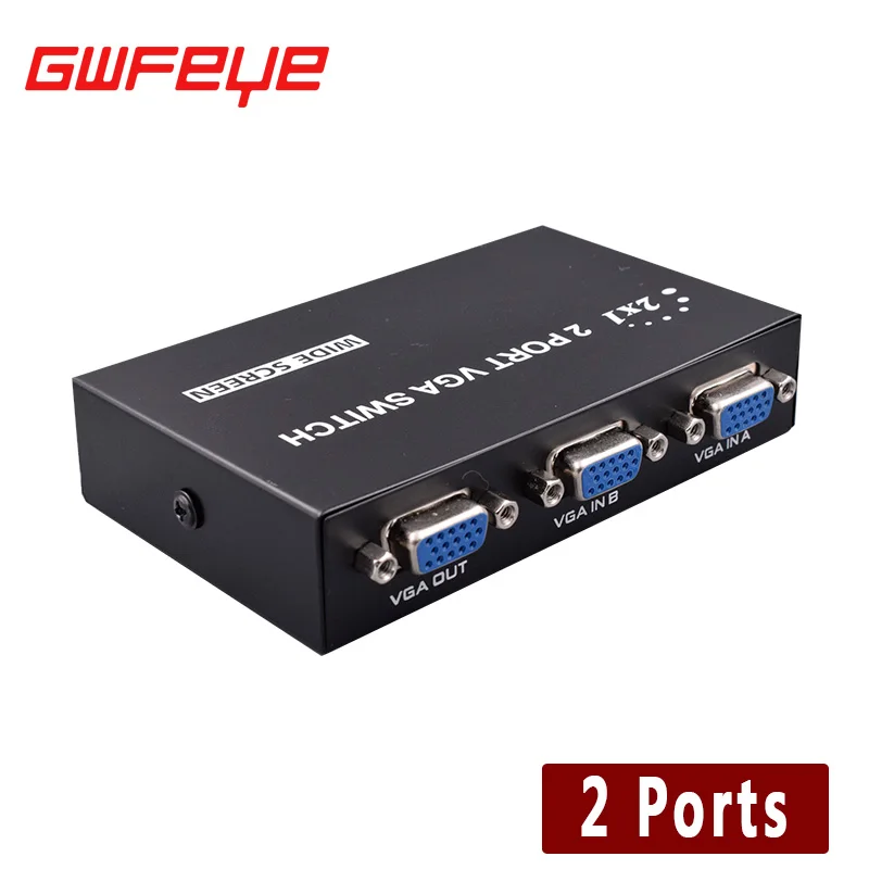 

Metal 2 Ports Simple VGA Video switch Key-Press Switch Nonpower Resolution 1920*1440