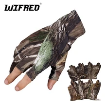 Wifreo Camouflage Fishing Gloves 3 fingers Cut light Anti Slip Camping Riding Gloves Carp Fishing for
