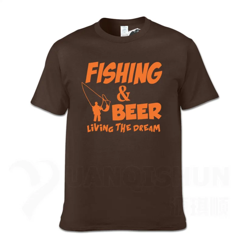 Футболка с надписью «Fishings» и надписью «Fishinger Beer Fish Live The Dream», футболка с надписью «Sporter Flying Fresh Fun Gift», футболки - Цвет: Chocolate 2