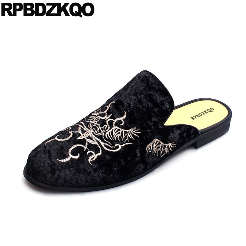 Slip On Embroidery Fashion Animal Print Rubber Sole Comfort Velvet Casual Shoes Men Designer 2021 Black Mules Stylish Flats | Обувь