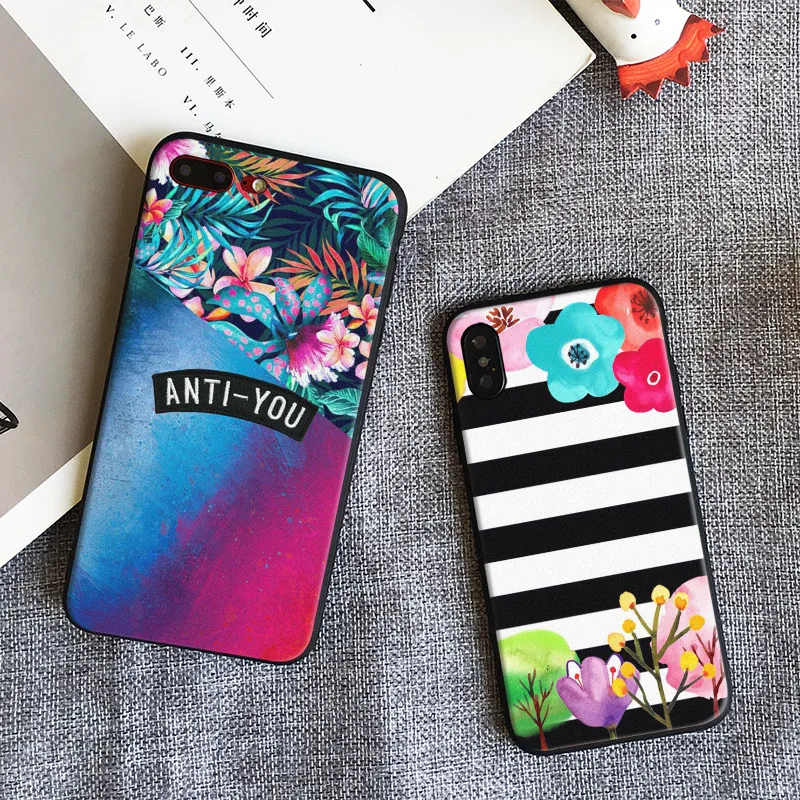 

Colorful Plants Floral Pattern painting Tpu Soft Silicone Phone Case Cover Shell For Apple IPhone 5 5s SE 6 6s 7 8 Plus X 10