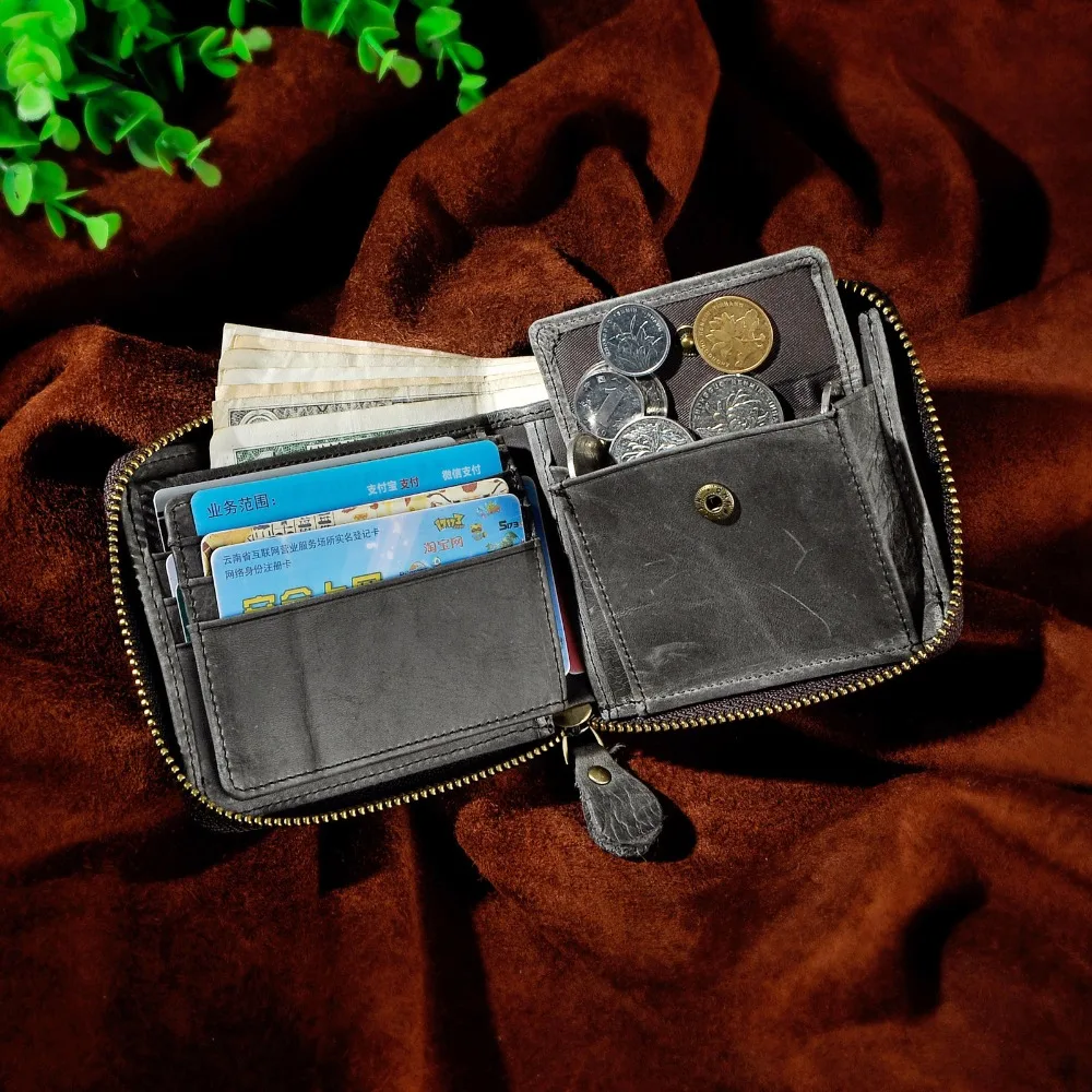 

Men Cowhide Vertical Bifold Casual Designer Multifunction Short Card Cash Coin Holder Fahion Zipper Around Purse Wallet 1007-g