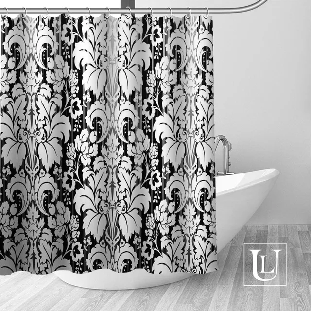 Black and White Pattern Shower Curtains Custom Design Creative Shower
