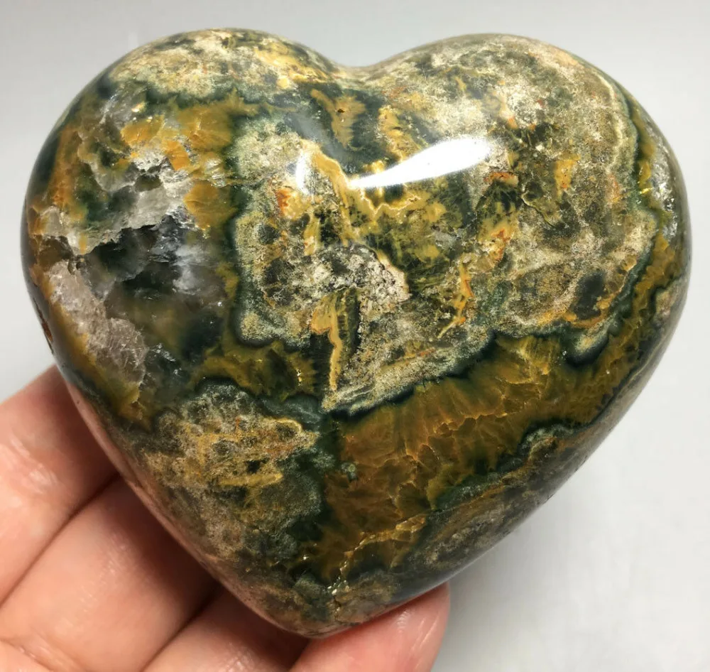 

388g NATURAL OCEAN JASPER QUARTZ CRYSTAL HEART HEALING stones Mineral specimen