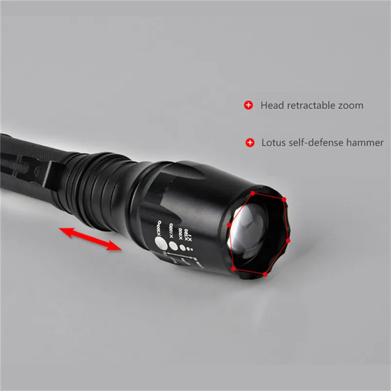 Portable Zoomable 5-Mode T6 LED Flashlight Torch actical Police Flashlight Outdoor Camping Light bike Light #3M04 (9)