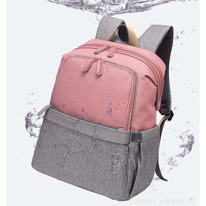 

Casual Mommy Dad Color Outing Shoulder Diaper Bag Multifunction Large Capacity Waterproof Travel Storage Bag for Baby Care Bag