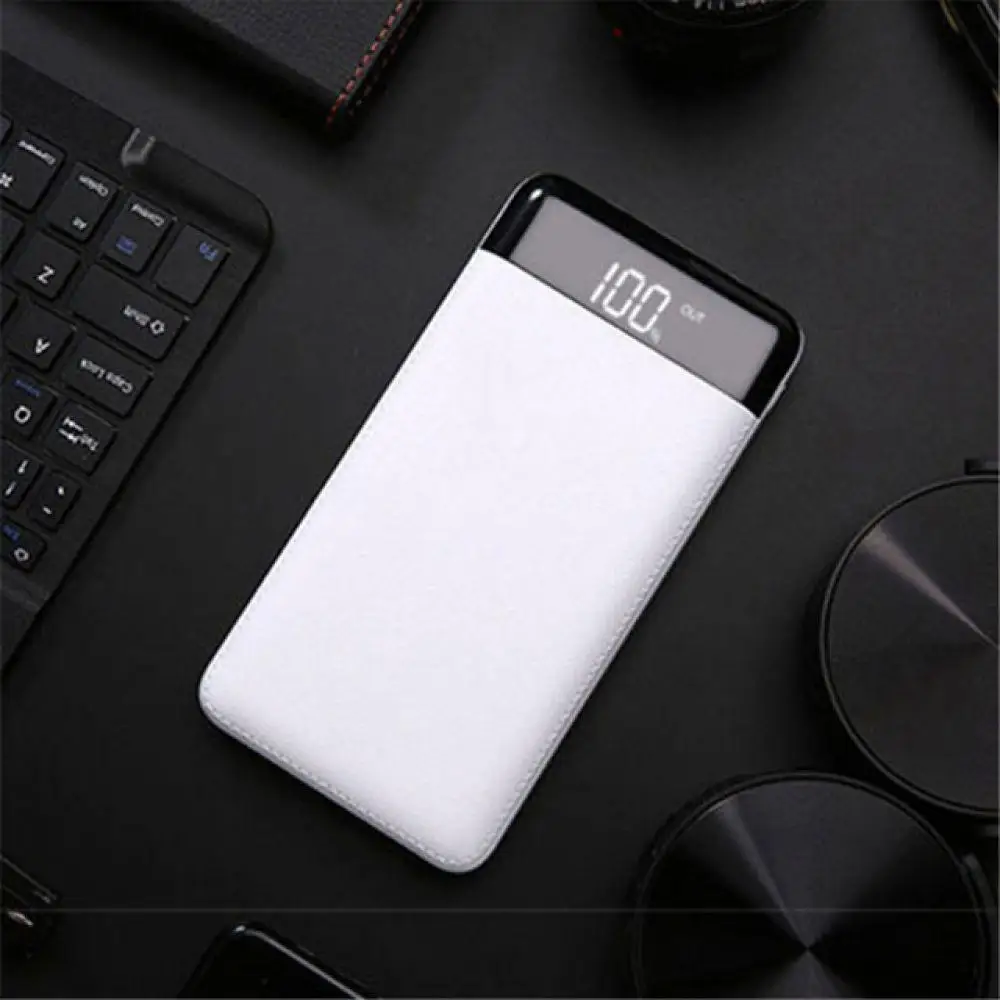 30000 мАч USB Мощность Bank внешняя Батарея ЖК-дисплей Портативный мобильный телефон с двойным USB Зарядное устройство Мощность банка для Xiaomi Mi iphone X samsung 8 - Цвет: white