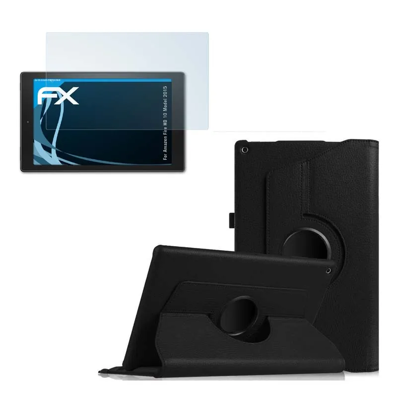 

For Amazon Kindle Fire HD10 HD 10 2015 Gen Tablet +Clear Screen Protector 360 Degree Rotatable PU Leather Case Cover Stand