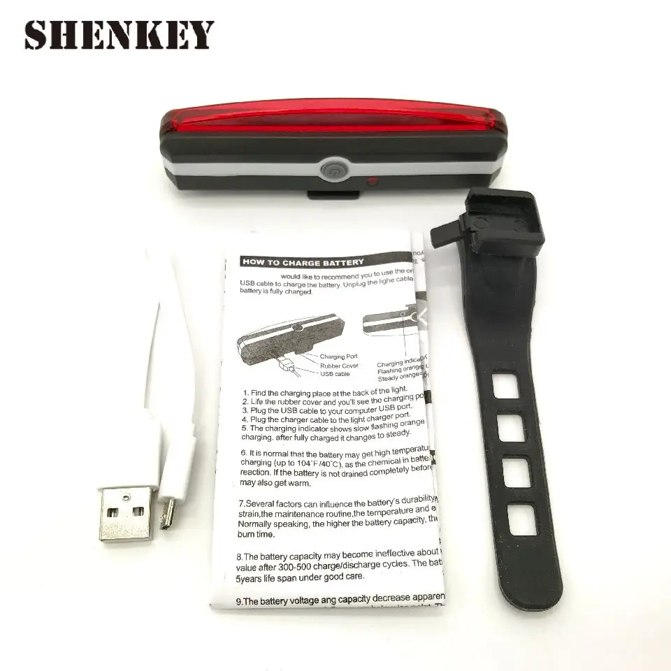 SHENKEY Новый USB Перезаряжаемый велосипедный светильник задний фонарь для