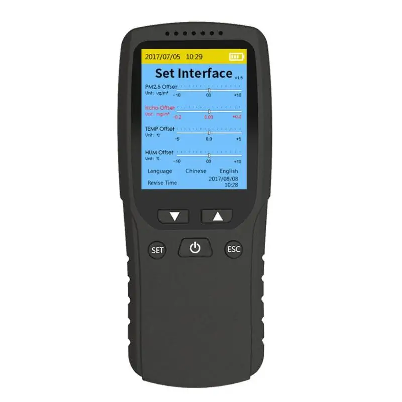 

8 in 1 PM2.5/HCHO/TVOC/AQI Air Quality Monitor Temperature Humidity Meter