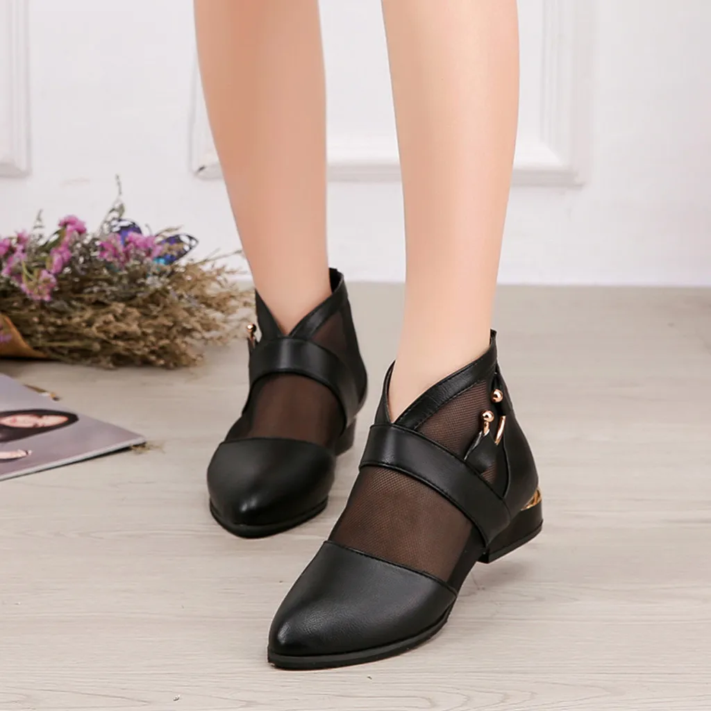 

Fashion Tulle Elegant single shoes for woman New arrival sexy Square Heel Roman Casual Shoes Short Boots chaussures femme