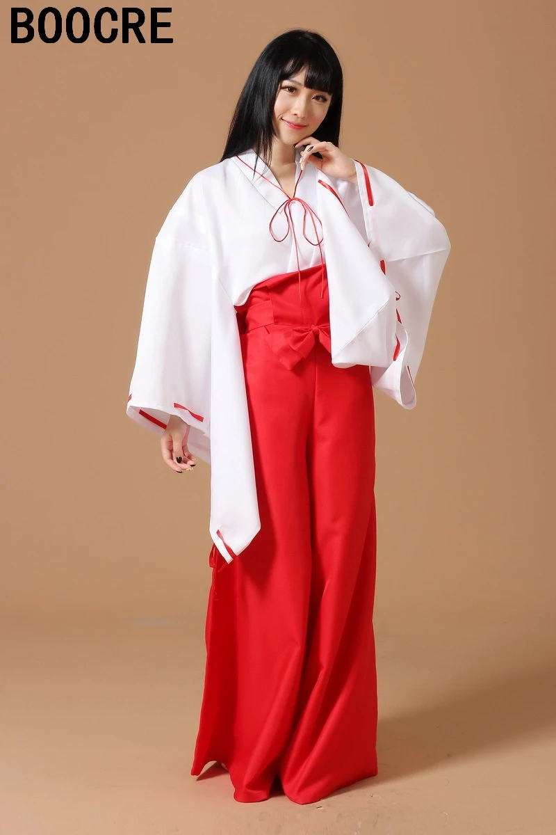 хаори мико. косплей кимоно. инуяша костюм. красная юката. аниме кимоно для косплея.