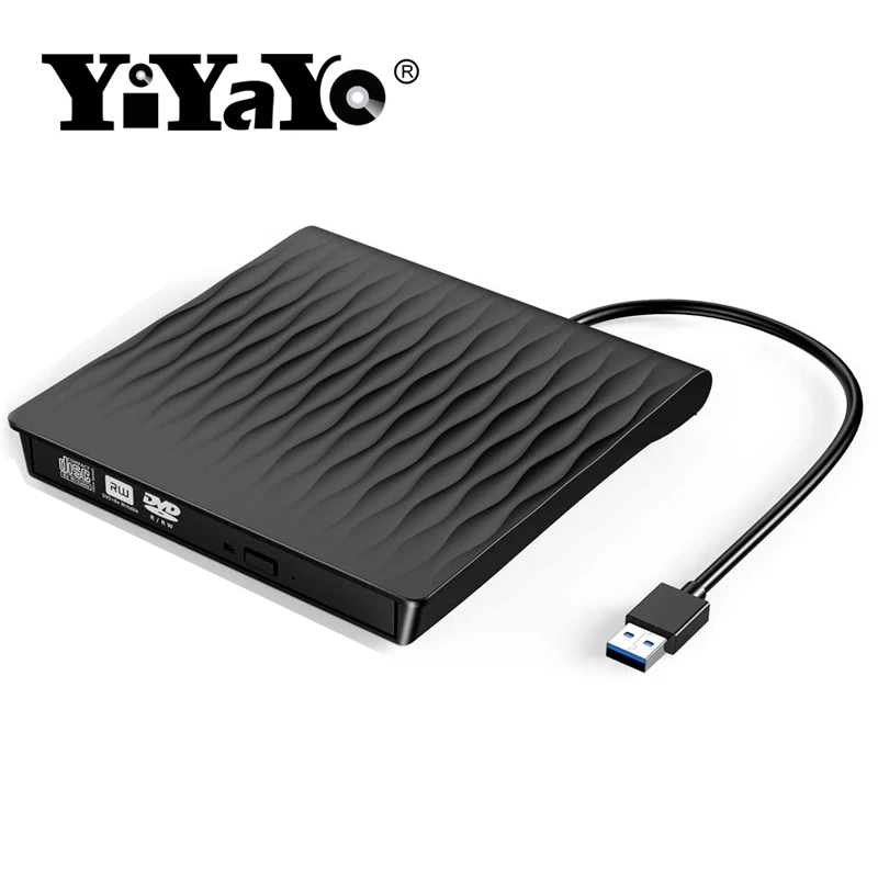 YiYaYo USB 3,0 внешний DVD привод CD rom плеер DVD RW горелка Писатель Оптический привод для hp ноутбук ПК Macbook окно 10 - Цвет: Black DVD Burner 2