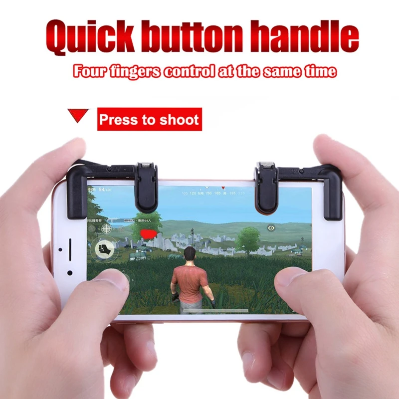 Kopen VODOOL Gamepad Voor PUBG Mobiele Game Controller Trigger Fire Knop L1R1 Doel Sleutel Shooter Joystick Voor iPhone Android Smartphones