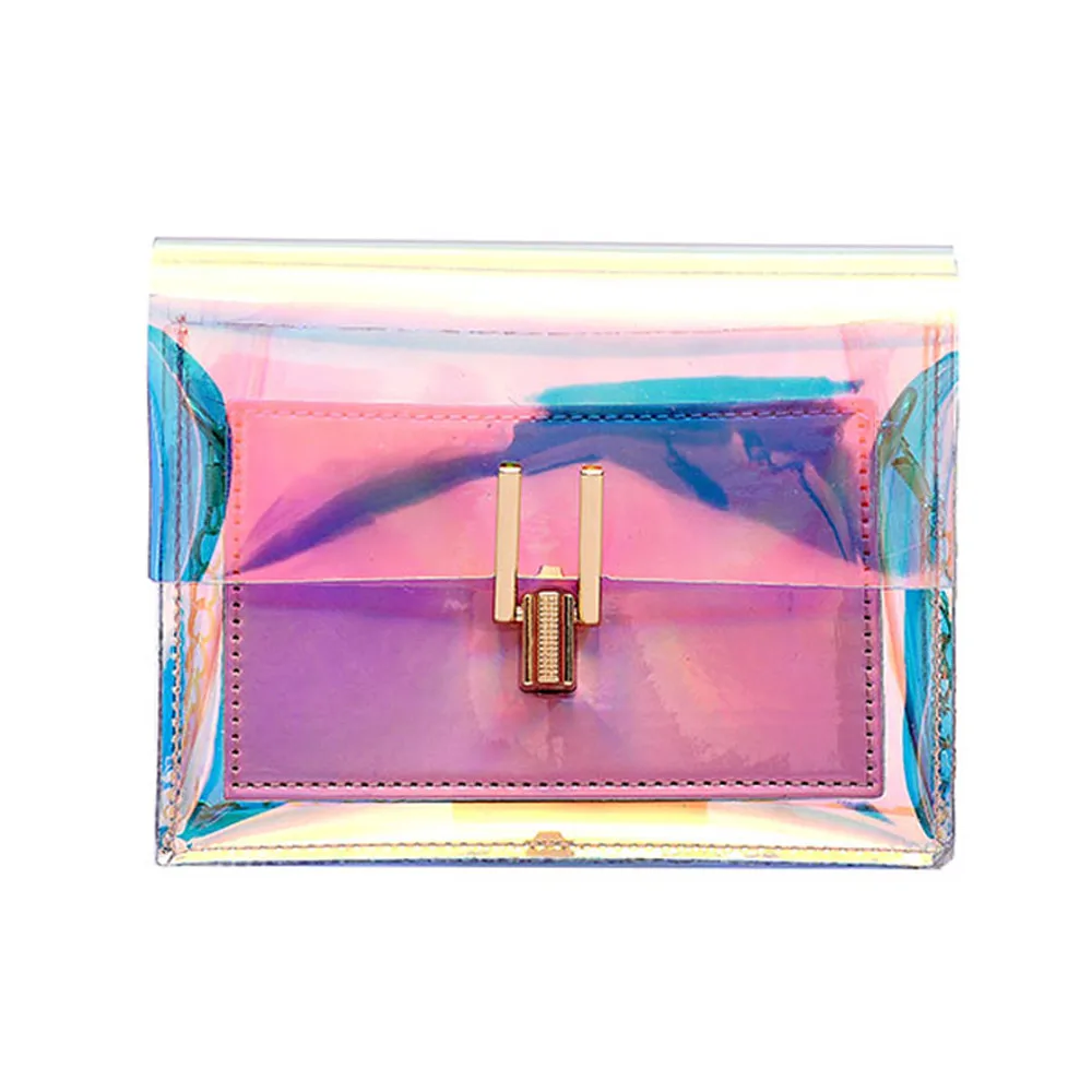 

Transparent Girl Shoulder Bag Women Laser Transparent Crossbody Bags Messenger Leather Shoulder Bag Girl Beach Bag