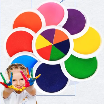 

Funny 6 Colors Ink Pad Stamp DIY Finger Painting Craft Cardmaking Large Round For Kids Learning Education Drawing Toys for Kids