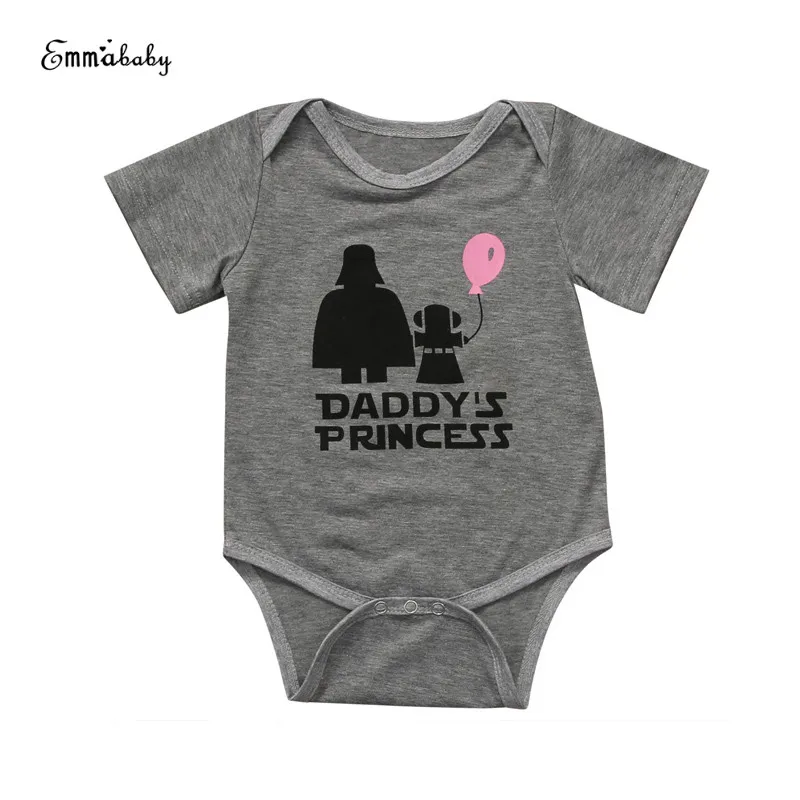 

2017 Summer Fashion Adorable Cute Newborn Infant Baby Girl Short Sleeve daddy's princess Bodysuit Jumpsuit Clothes Outfits 0-18M
