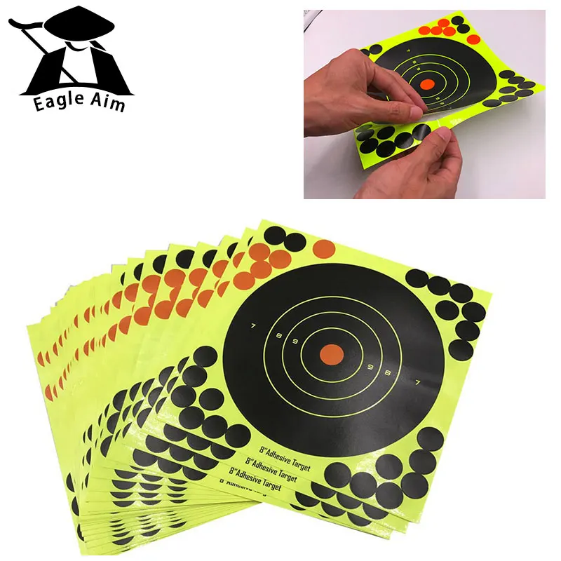 

Hunting and shooting target stickers 20 sheets Targets 8" Adhesive. ultimate gun shooting solution