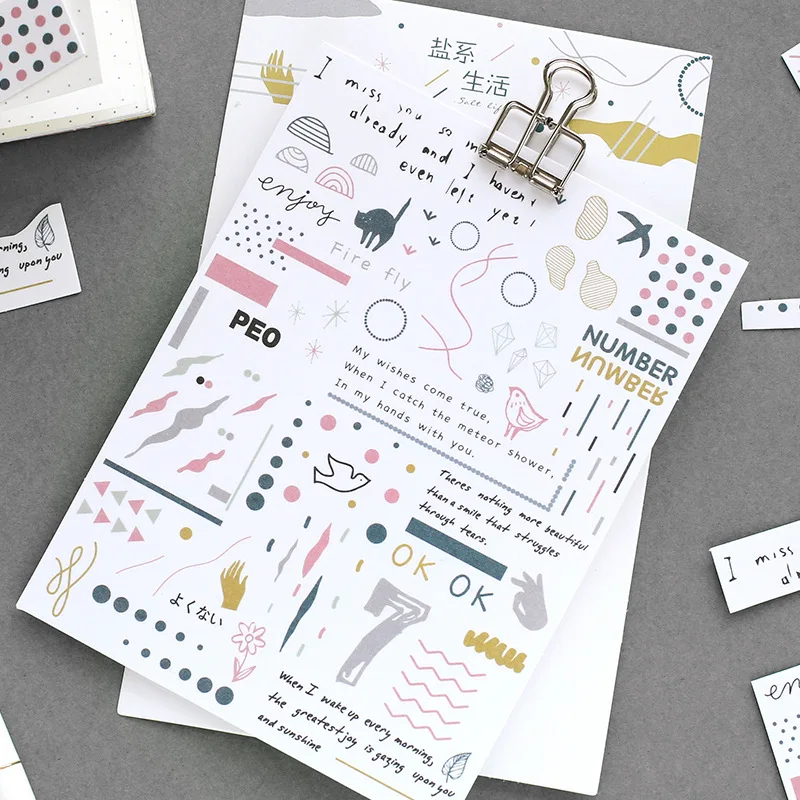

1Pcs Diary Life Decorate Bullet Journal Stickers Vintage Basic Recording Daily Life Girl Lovely Adhesive Stickers Stationary