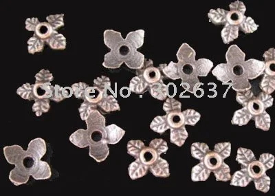 

FREE SHIPPING 500pcs Antiqued copper metal 4-leaf bead caps A124C