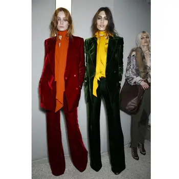 

Women's suit suit women's velvet fashion quality temperament suit two-piece suit (jacket + pants) support customization