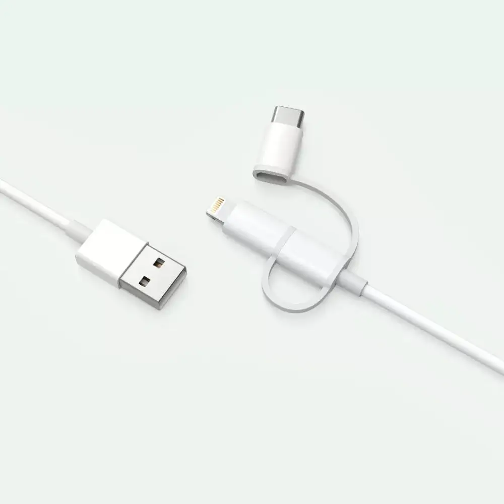 Белый Xiaomi 3 в 1 кабель для передачи данных 100 см MFI для Lightning Micro usb type-C официальная сертификация для Android и iPhone - Цвет: Белый