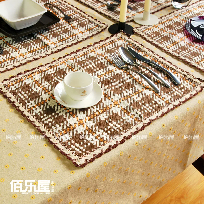 Kitchen Table Mat Image Collections Decoration Ideas Brown Plaid Cotton Placemat Coasters Fashion Dining Table Mat Cloth