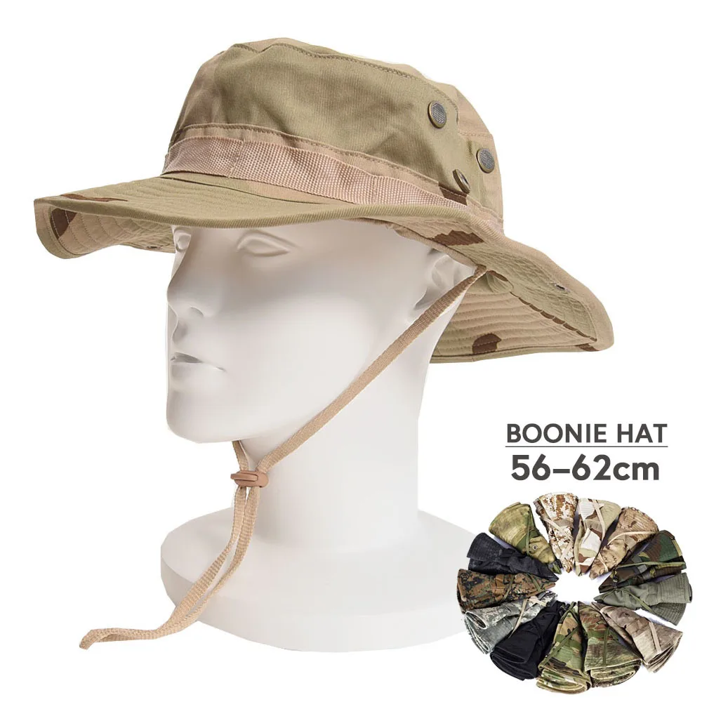 

US Army Tactical Boonie Hat Military Men Cotton Camo Cap Paintball Airsoft Sniper Bucket Caps Hunt Fishing Outdoor Hunting Hats