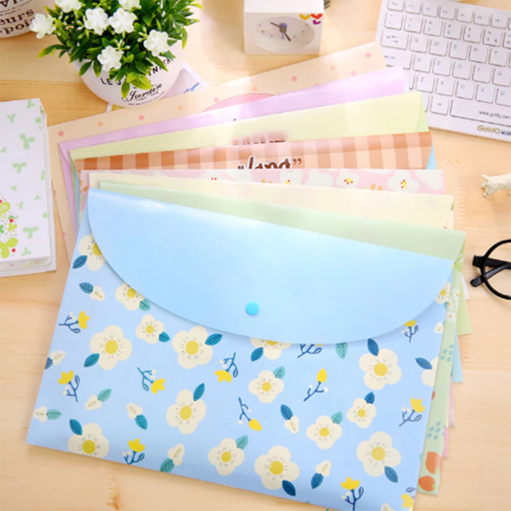 

Durable Folder Snap Floral File Bag Paper A4 School Stationery Office Supplies