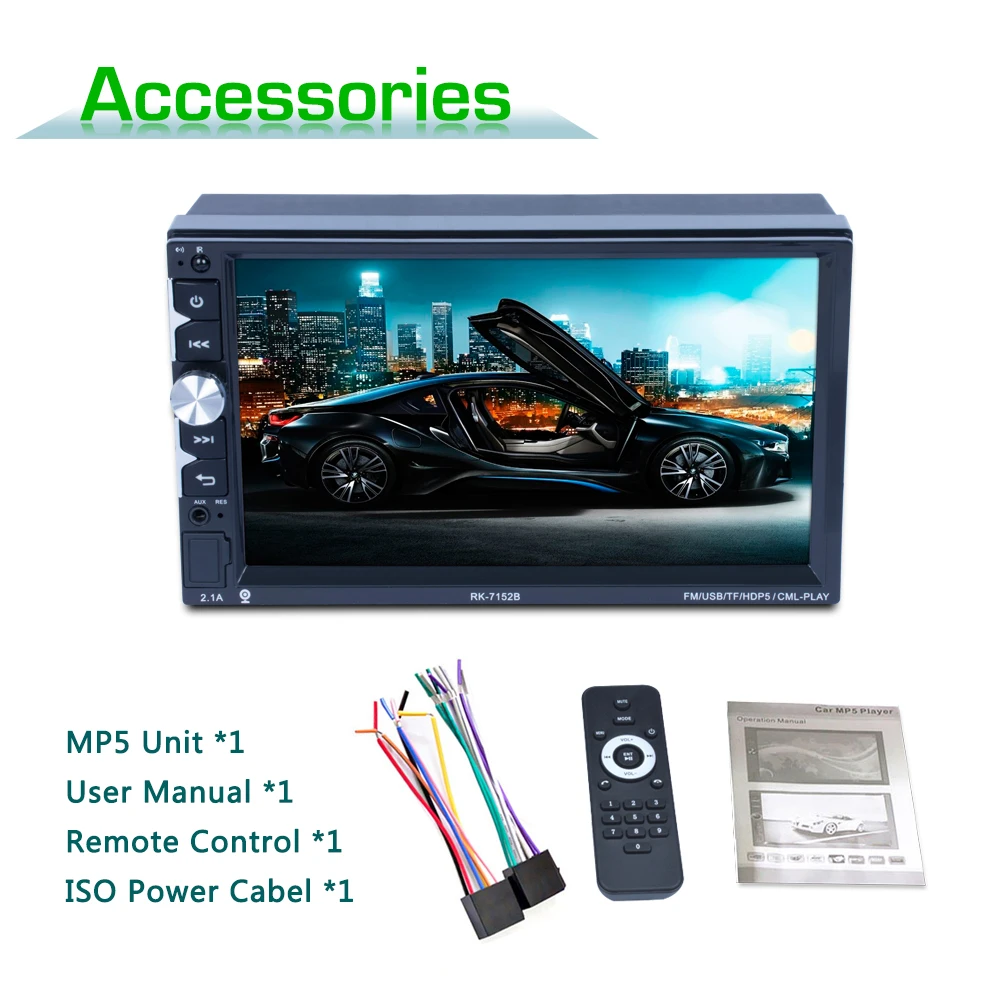 Автомагнитола 7152B 2 Din 7 &quotHD сенсорный экран аудио стерео Bluetooth видео MP5