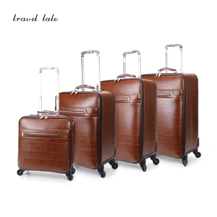 

Travel tale Concise and high-end business PU 16/20/22/24 inch size Rolling Luggage Spinner brand Vintage Suitcase