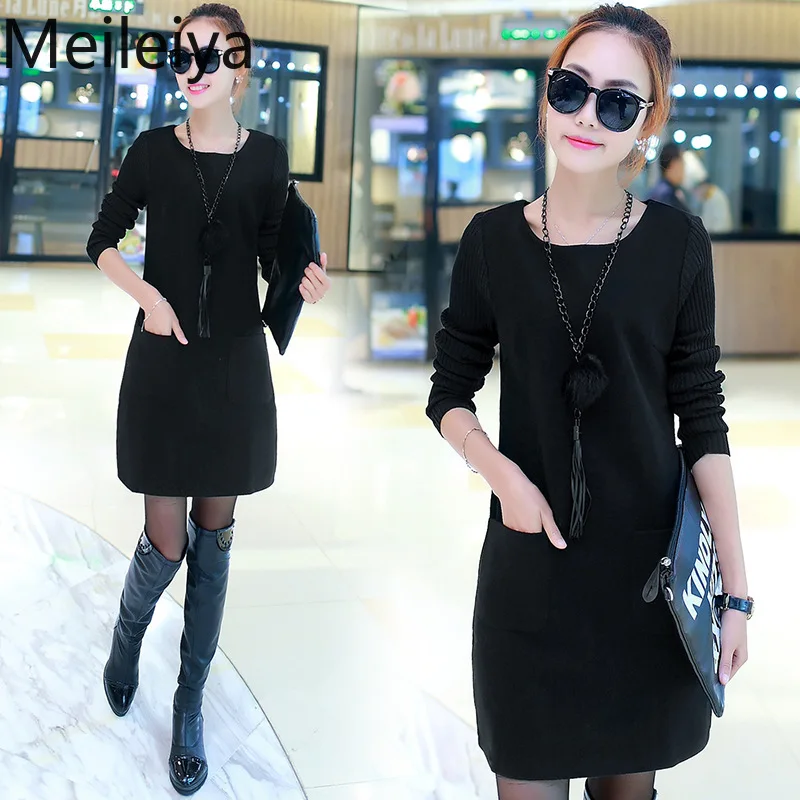 

2019 Women's Dress Spring Commuter Leave Two Large Size Plus Velvet Thick Dress