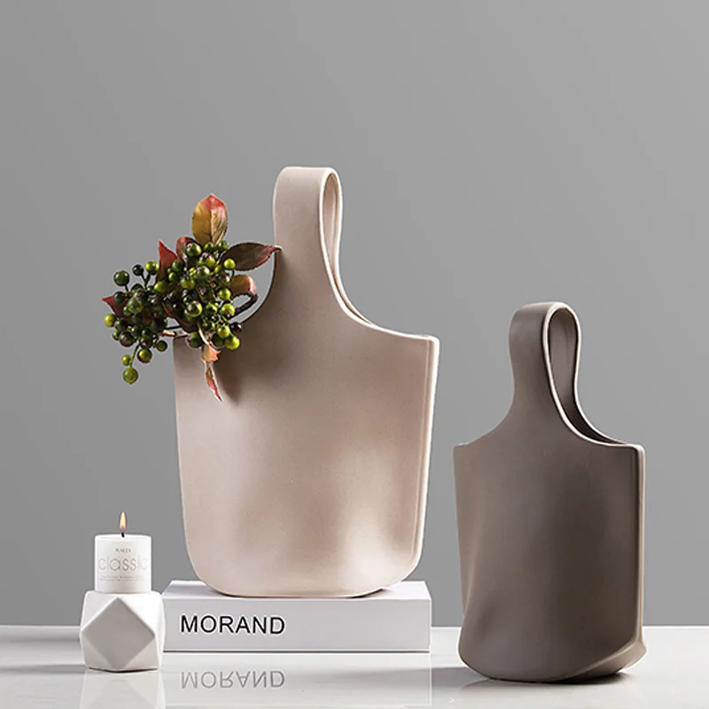 Nordic Minimalist Ceramic Vase Table Decoration Ornaments Bag Flower Inserting Device Handmade Sculpture Craft Home Decor|decorative ornaments|decorative decorativedecorative home decor - AliExpress