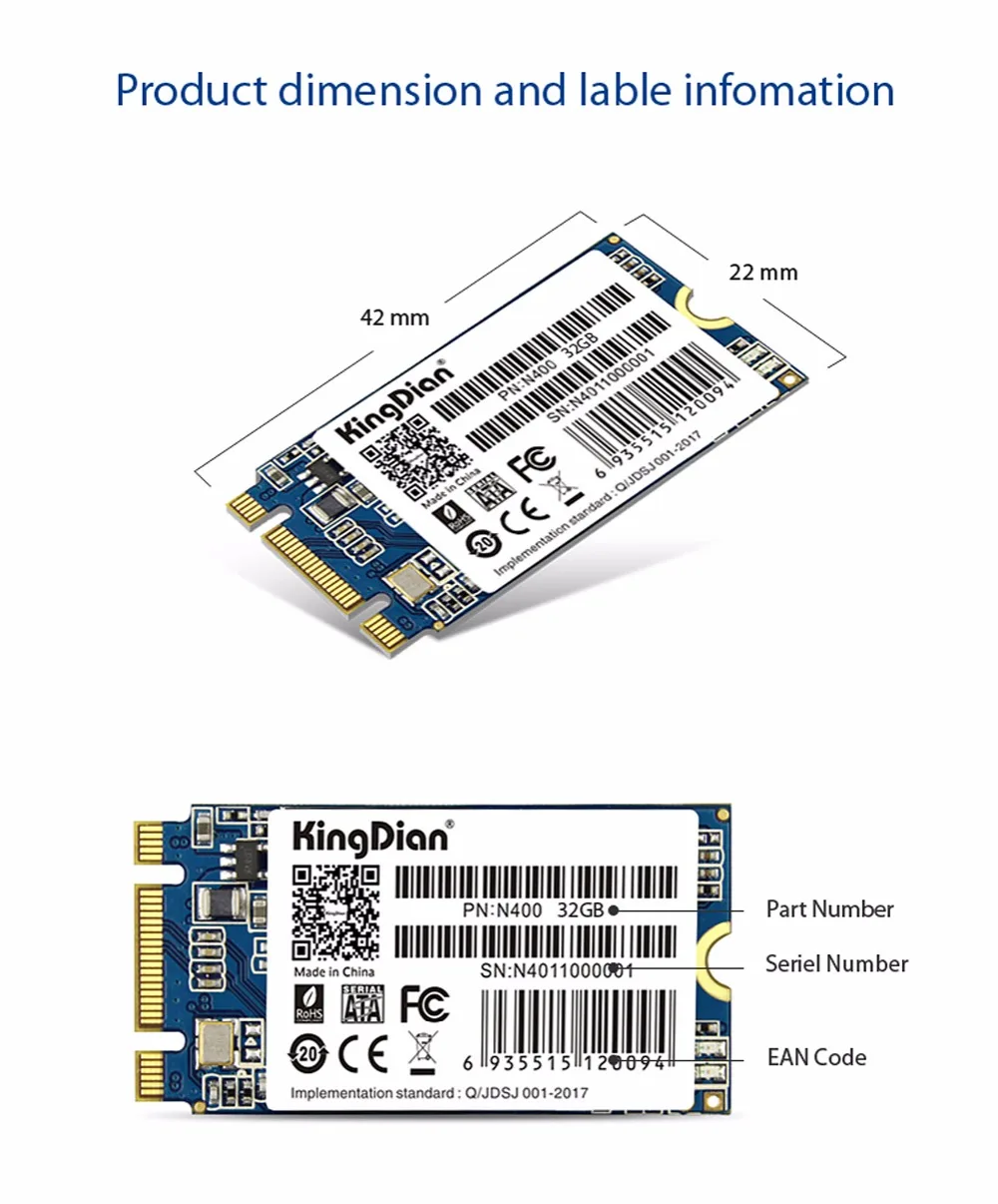 KingDian новейший товар N400 32 Гб SSD M.2 22*42 высокая производительность 305/142 Мб/с для настольного ПК ноутбука