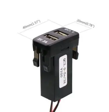 DC12V dual USB QC3.0 зарядное устройство Автомобильное гнездо адаптер Быстрая зарядка 5 в 3A/9 в 2A/12 В 1.5A для Nissan, Toyota, Honda, Mitsubishi - Название цвета: 40x22mm