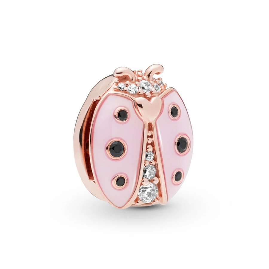 

2019 Garden Rose Reflexions Pink Ladybird Clip Charm fits Pandora Reflexions Bracelets Charms Original Insect Reflexions Beads.